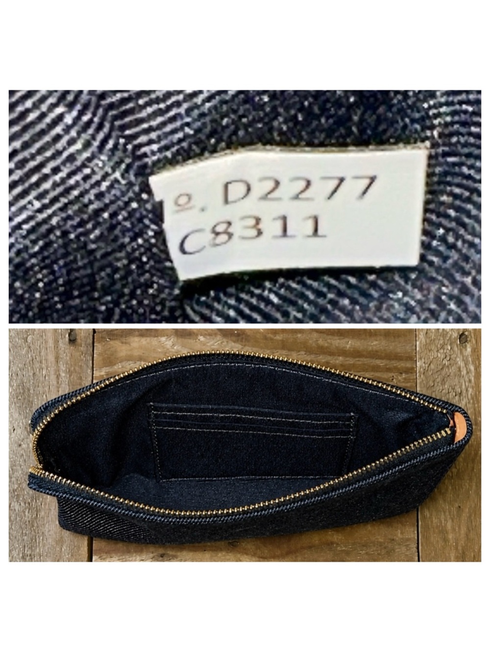 Coach Denim and Leather Large Signature Corner Zip Wristlet. - Picture 4 of 14